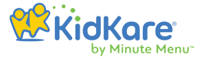 KidKare Logo in blue, yellow, and green. The text reads KidKare by Minute Menu.